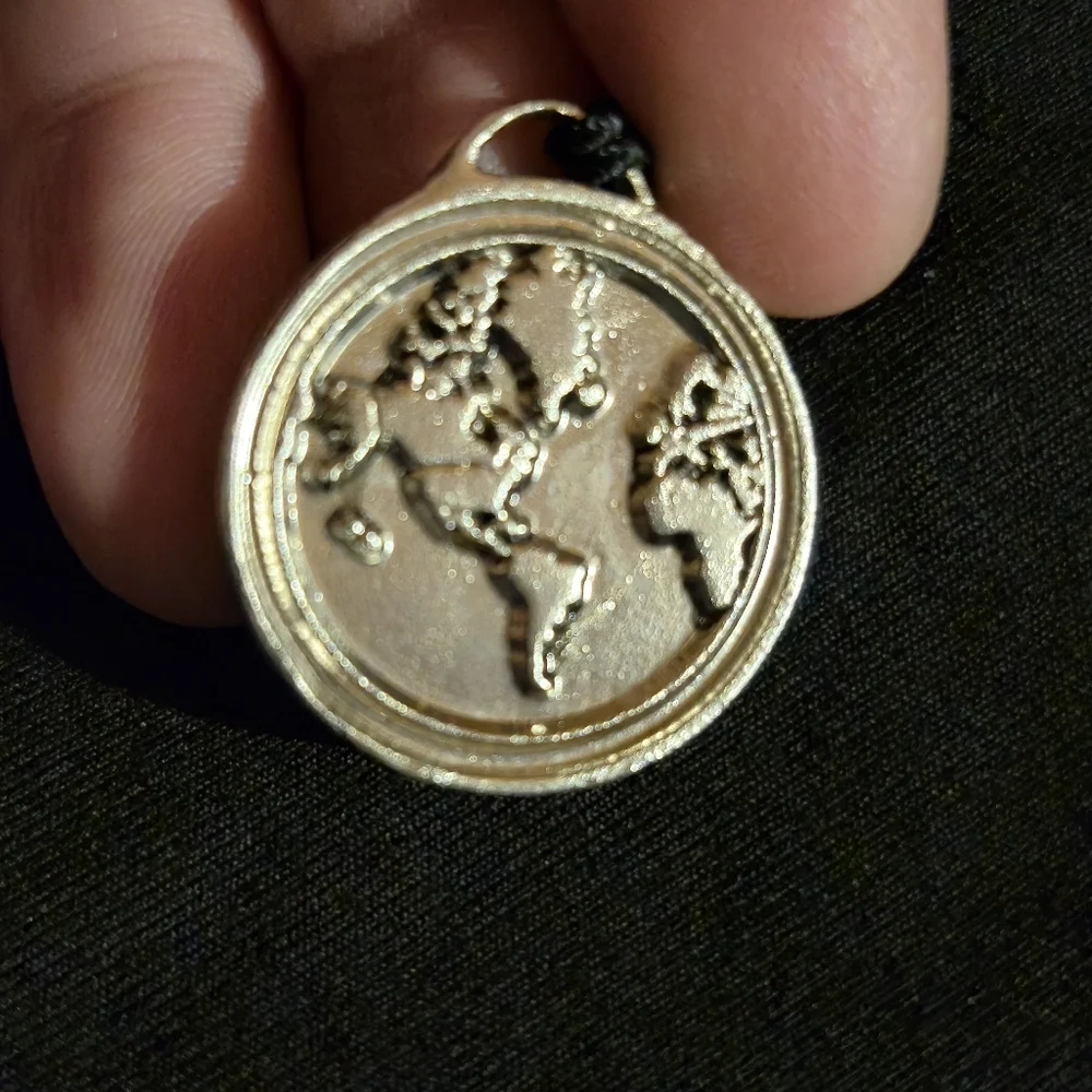 Silver‎ Map Pendant with 'Grace' Inscription